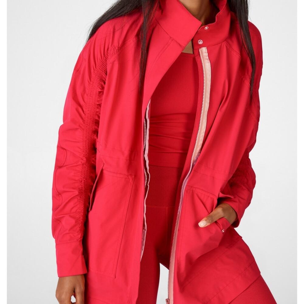 Fabletics Red Drawstring Waist Utility Windbreake… - image 1